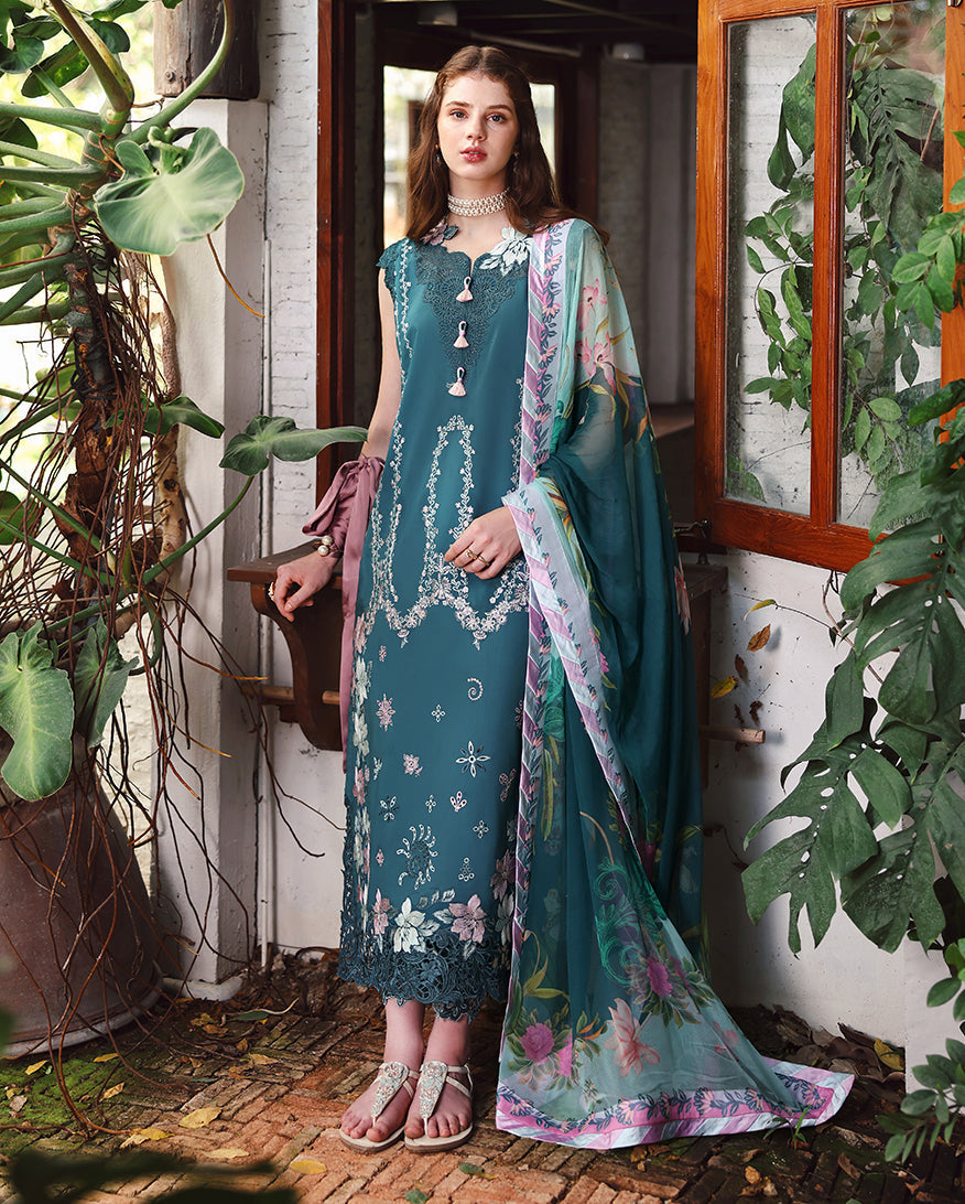 Mushq | The Secret Garden Lawn | Ivy Spell - Luxury Dress - available at Maria Faisal in UK and USA.