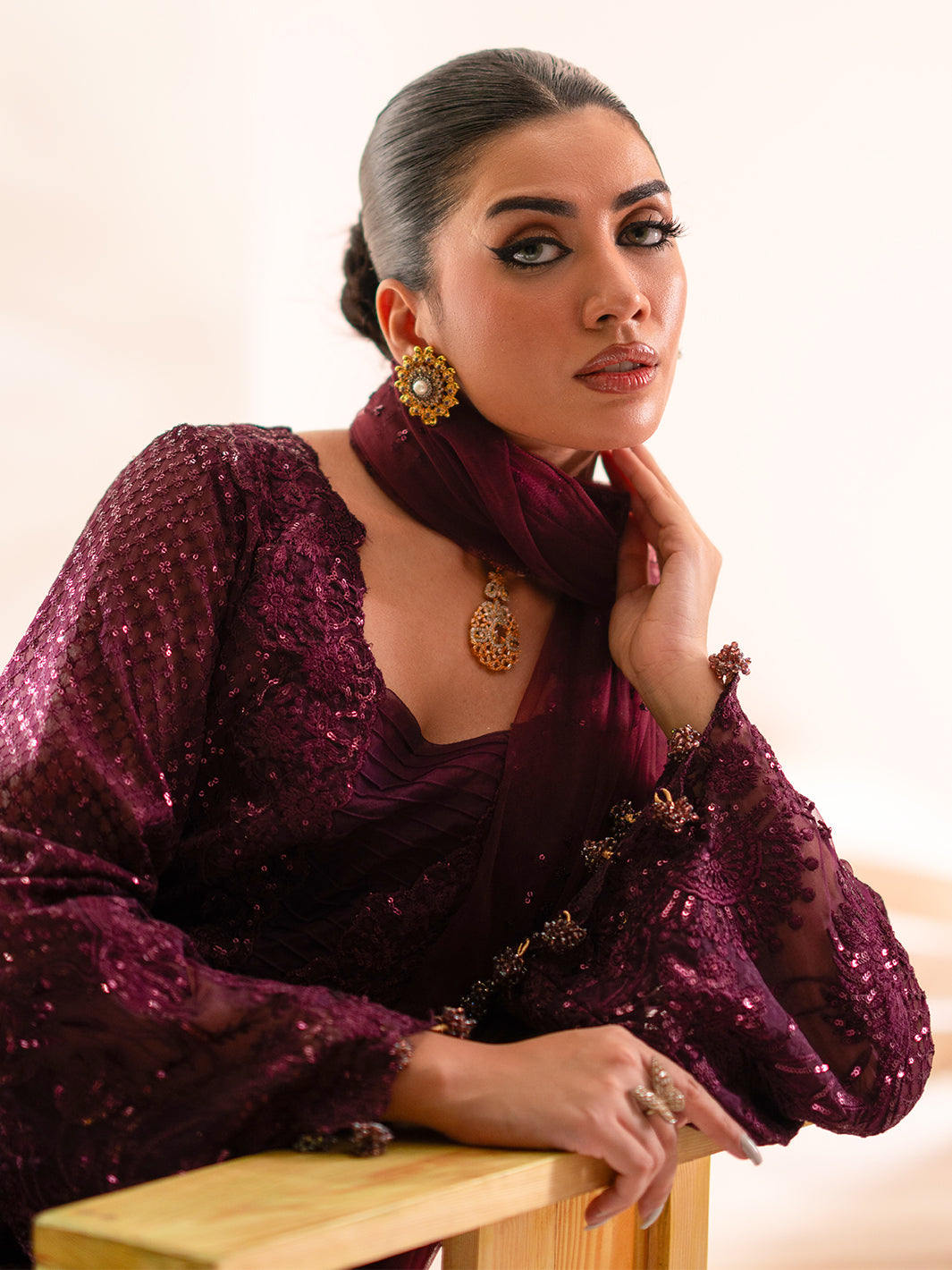 Izel | Stardust Luxury Collection | SLC-015-Elma - Designer Dress with Intricate embroidery and embellishments. Shop elegent wedding dress at Maria Faisal.