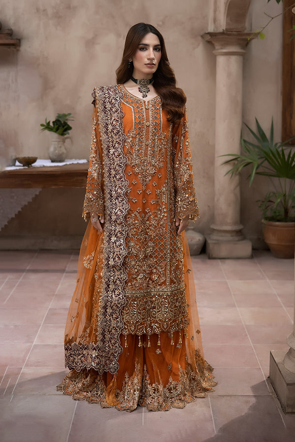 Imrozia Premium | Jahanara Festive 26 | JF-34-A Narang - Formal Dress - available at Maria Faisal in UK and USA.