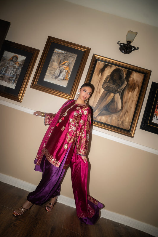 The Pink Tree Company | Blockem Formals | MAGENTA MEDLEY - Formal Dress - available at Maria Faisal in UK and USA.
