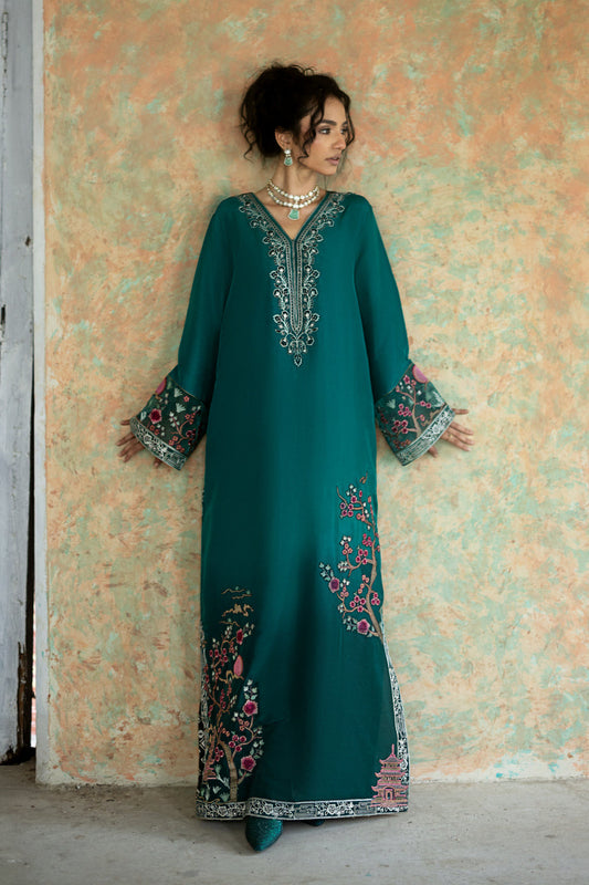 Zainab Chottani | Summer Edition 26 | Jade Muse Kaftan - Formal Dress - available at Maria Faisal in UK and USA.