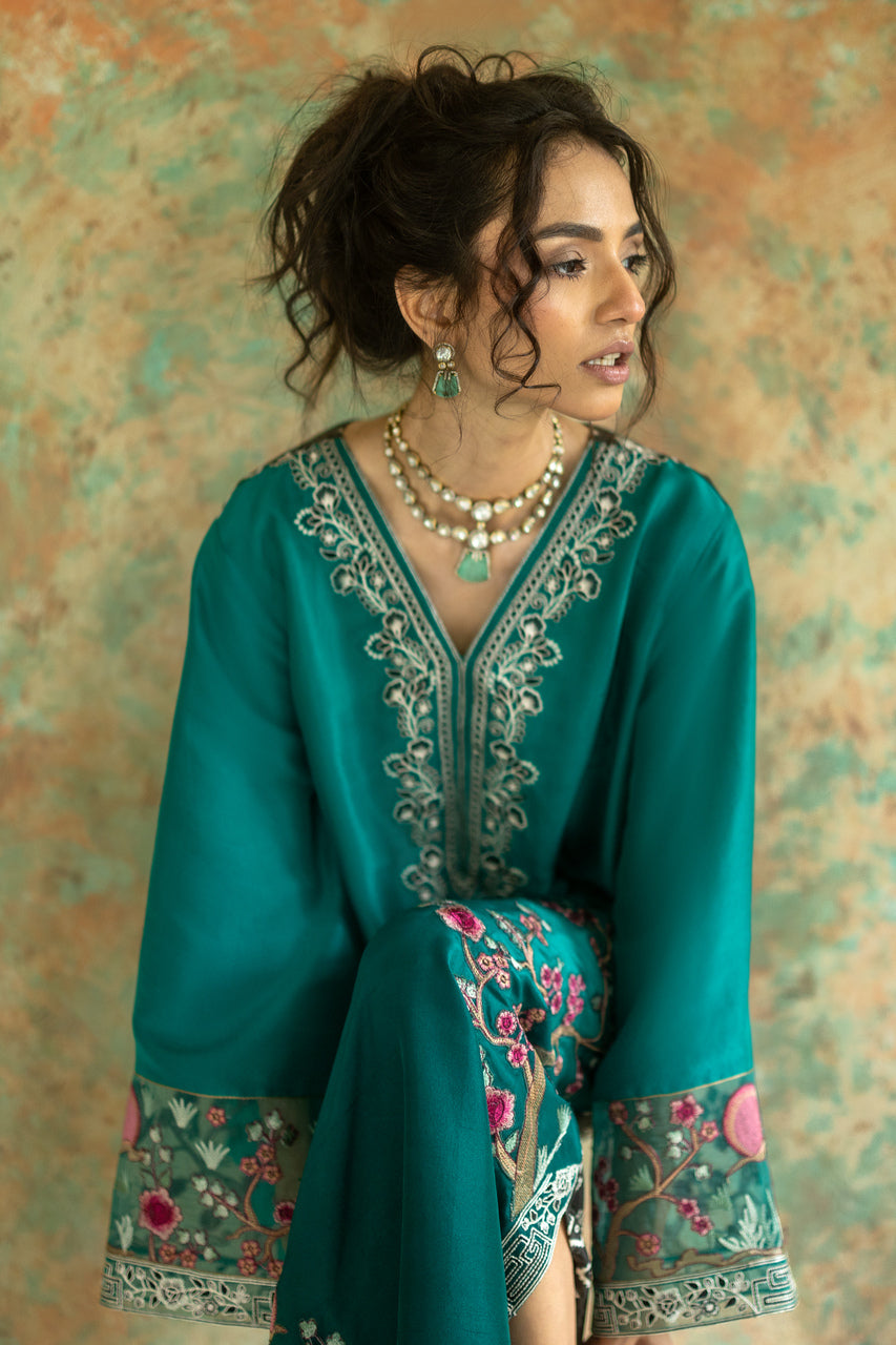 Zainab Chottani | Summer Edition 26 | Jade Muse Kaftan - Formal Dress - available at Maria Faisal in UK and USA.