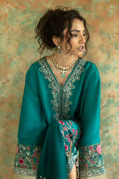 Zainab Chottani | Summer Edition 26 | Jade Muse Kaftan - Formal Dress - available at Maria Faisal in UK and USA.
