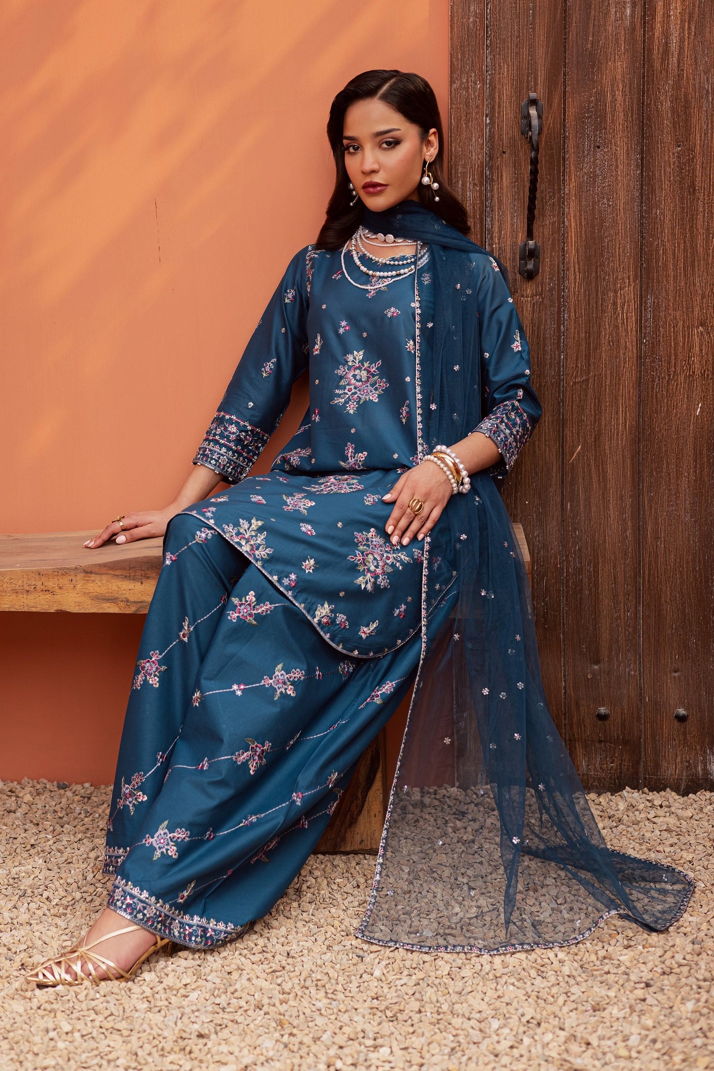 Batik | Festive Eid 26 | Jheel - Luxury Dress - available at Maria Faisal in UK and USA.