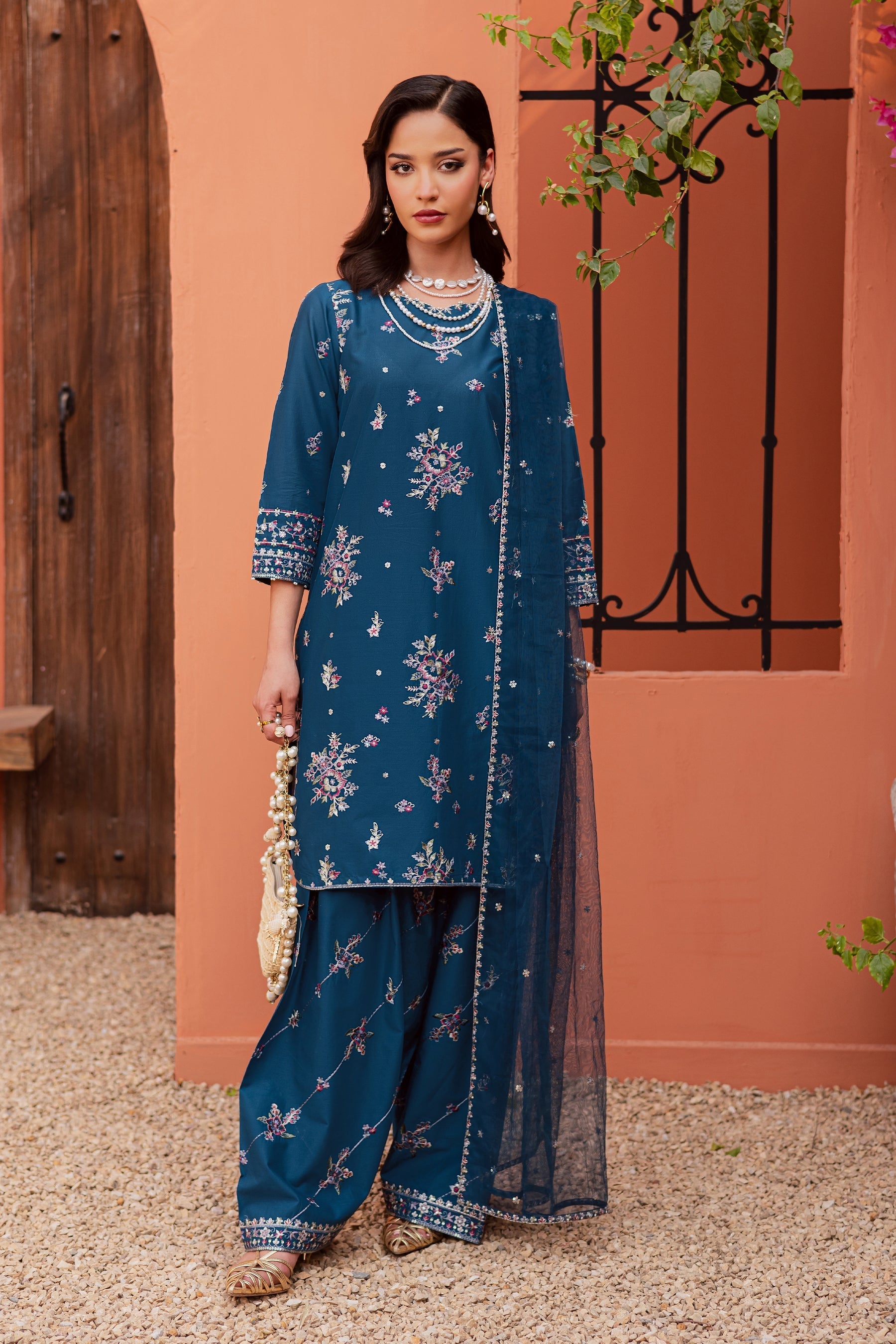 Batik | Festive Eid 26 | Jheel - Luxury Dress - available at Maria Faisal in UK and USA.
