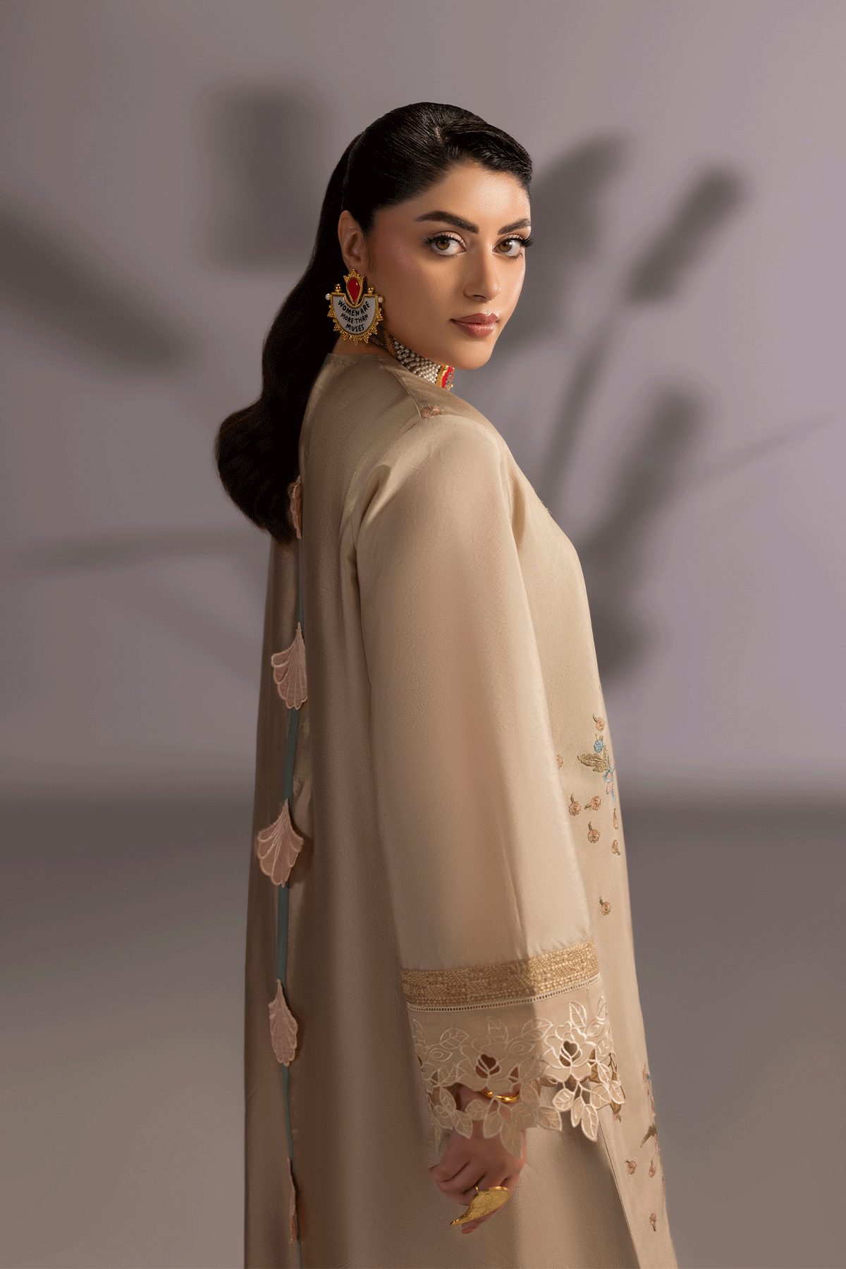 Erum Khan | Summer Whisper | Golden Crown - Luxury Dress - available at Maria Faisal in UK and USA.