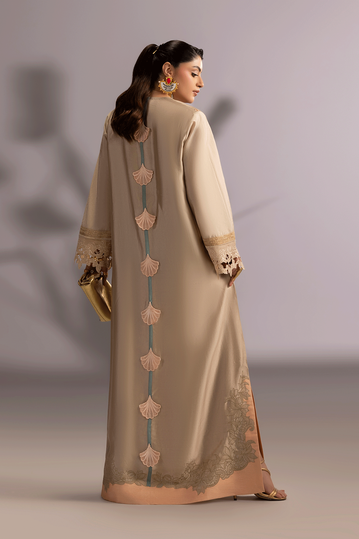 Erum Khan | Summer Whisper | Golden Crown - Luxury Dress - available at Maria Faisal in UK and USA.