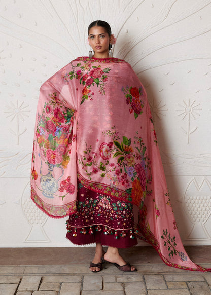 Hussain Rehar | Zan SS26 | Kestane - Luxury Dress - available at Maria Faisal in UK and USA.