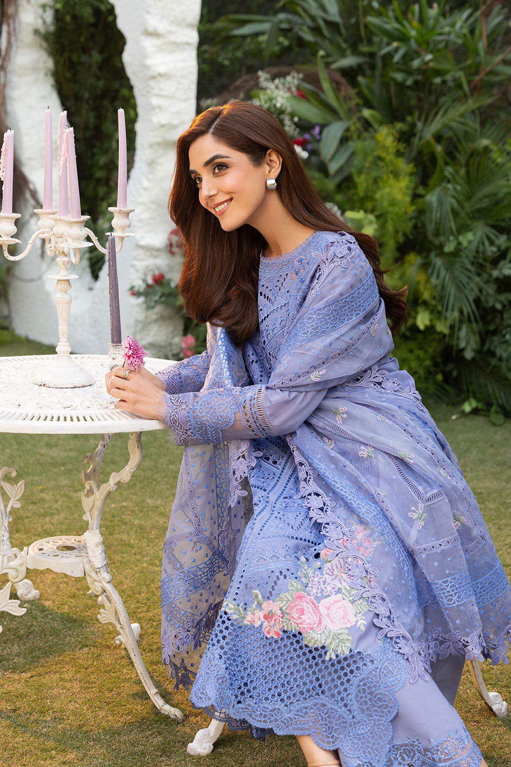 Sobia Nazir | Luxury Lawn 25 | 10B - Designer Dress with Intricate embroidery and embellishments. Shop elegent wedding dress at Maria Faisal.