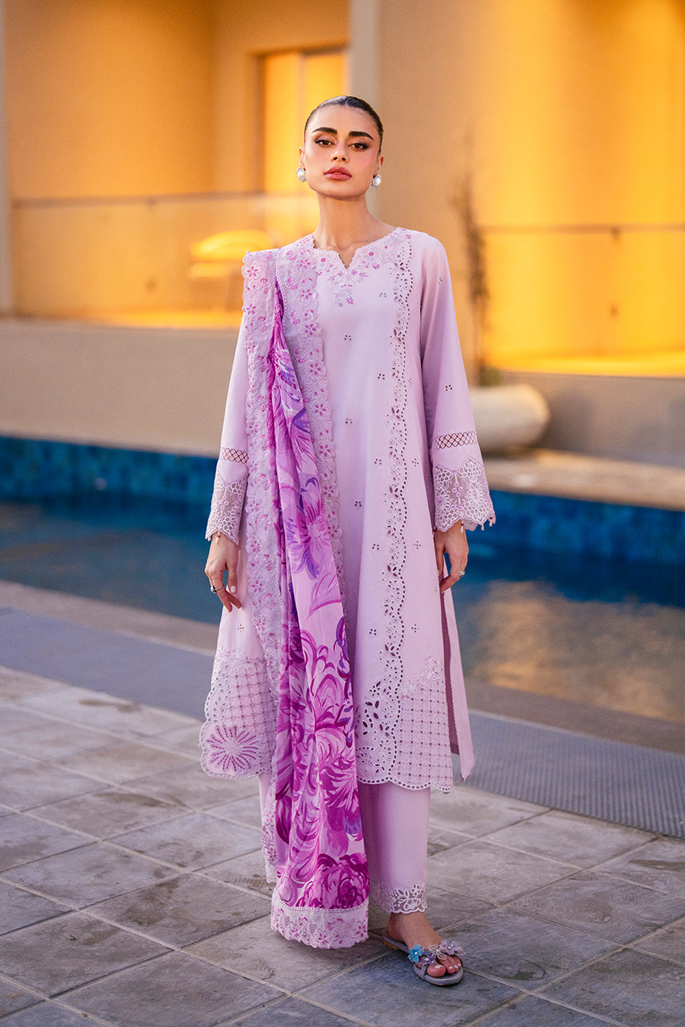 Azure | Luxury Lawn 26 | Lilac Majesty - Luxury Dress - available at Maria Faisal in UK and USA.