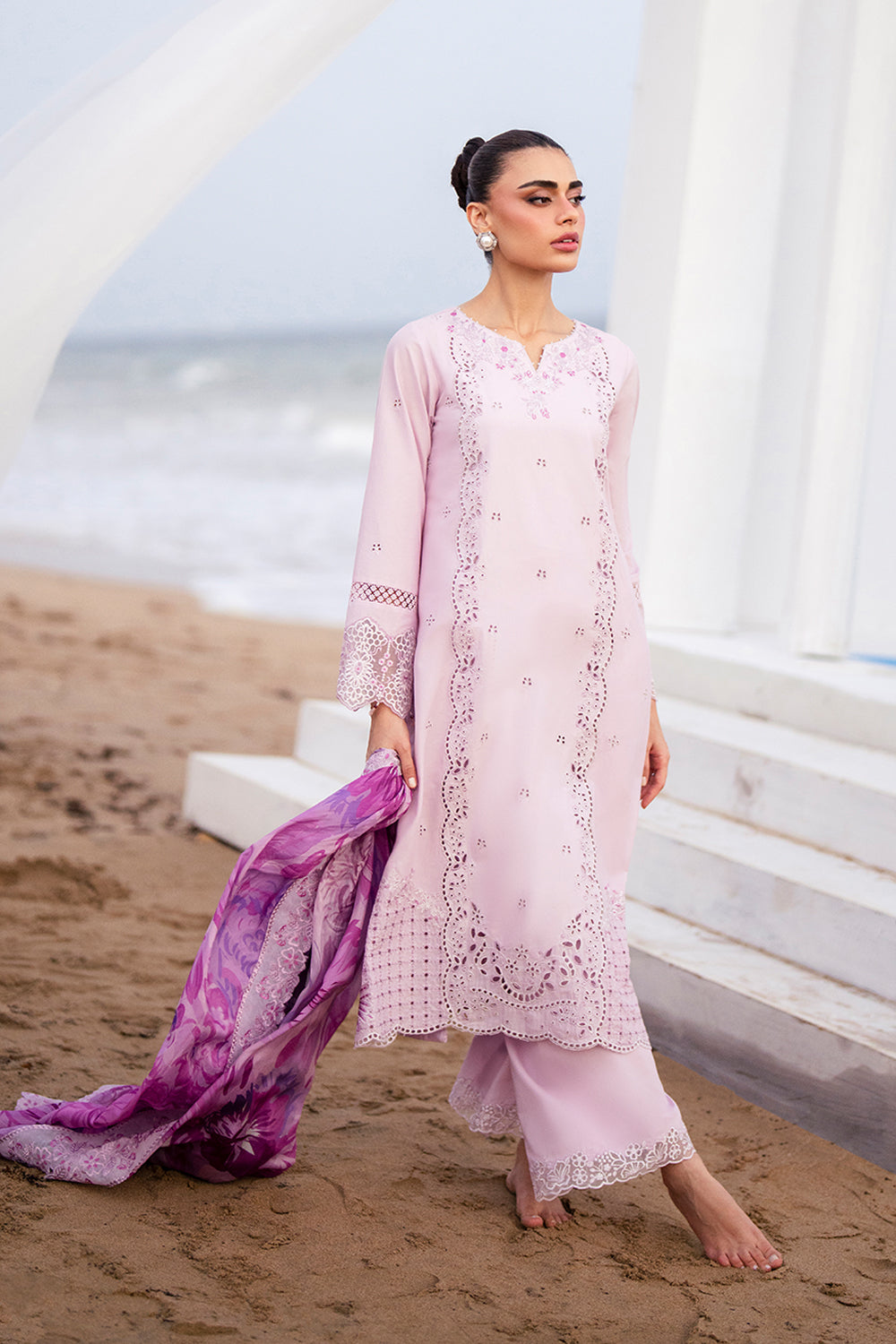Azure | Luxury Lawn 26 | Lilac Majesty - Luxury Dress - available at Maria Faisal in UK and USA.