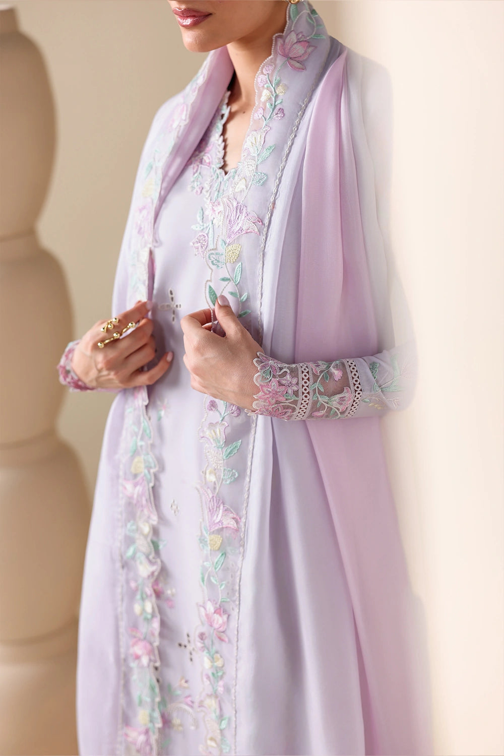 Azure | Luxury Lawn 26 | Lily Meadow - Luxury Dress - available at Maria Faisal in UK and USA.
