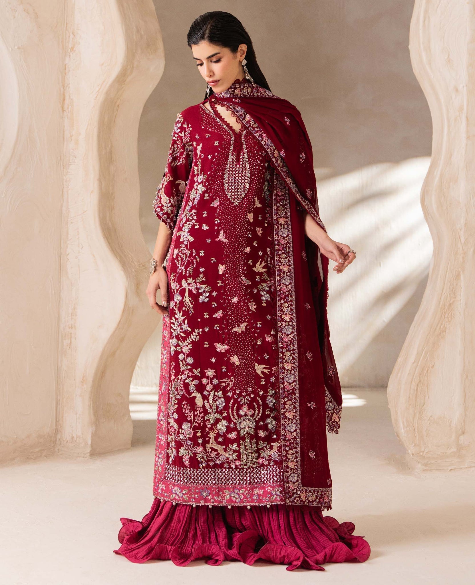 Republic Womenswear | Luxury Formal 26 | Crimson - Dress - available at Maria Faisal in UK and USA.