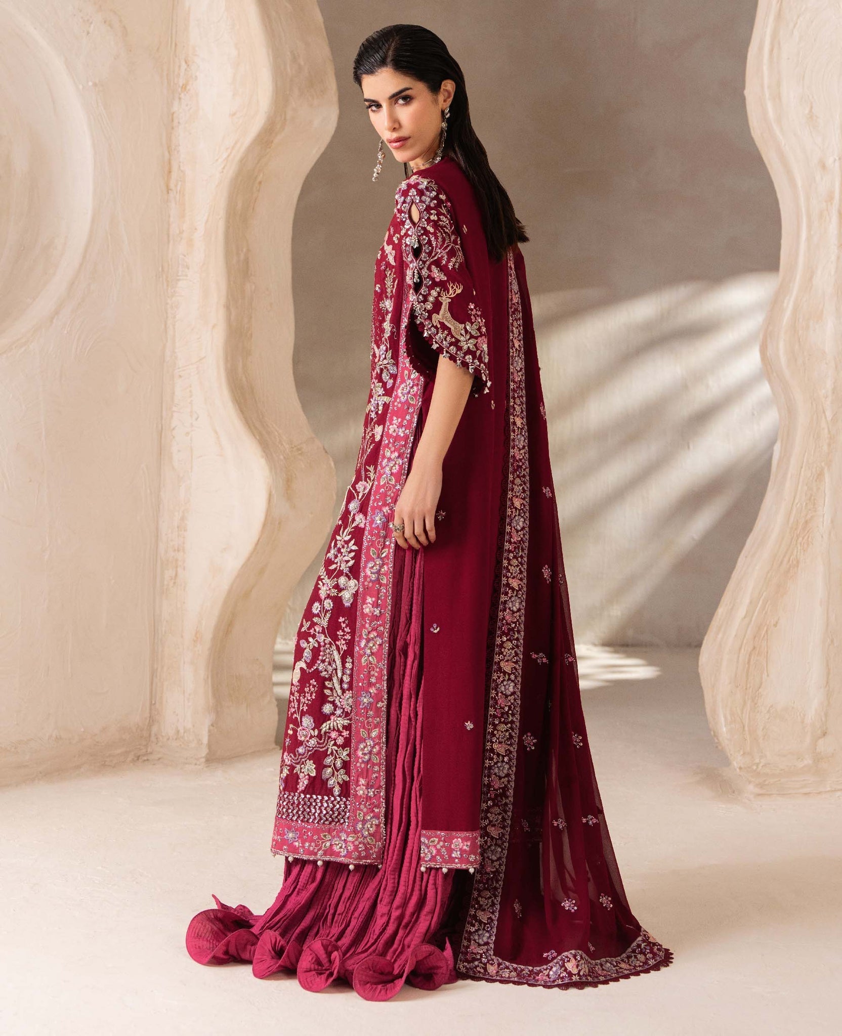 Republic Womenswear | Luxury Formal 26 | Crimson - Dress - available at Maria Faisal in UK and USA.