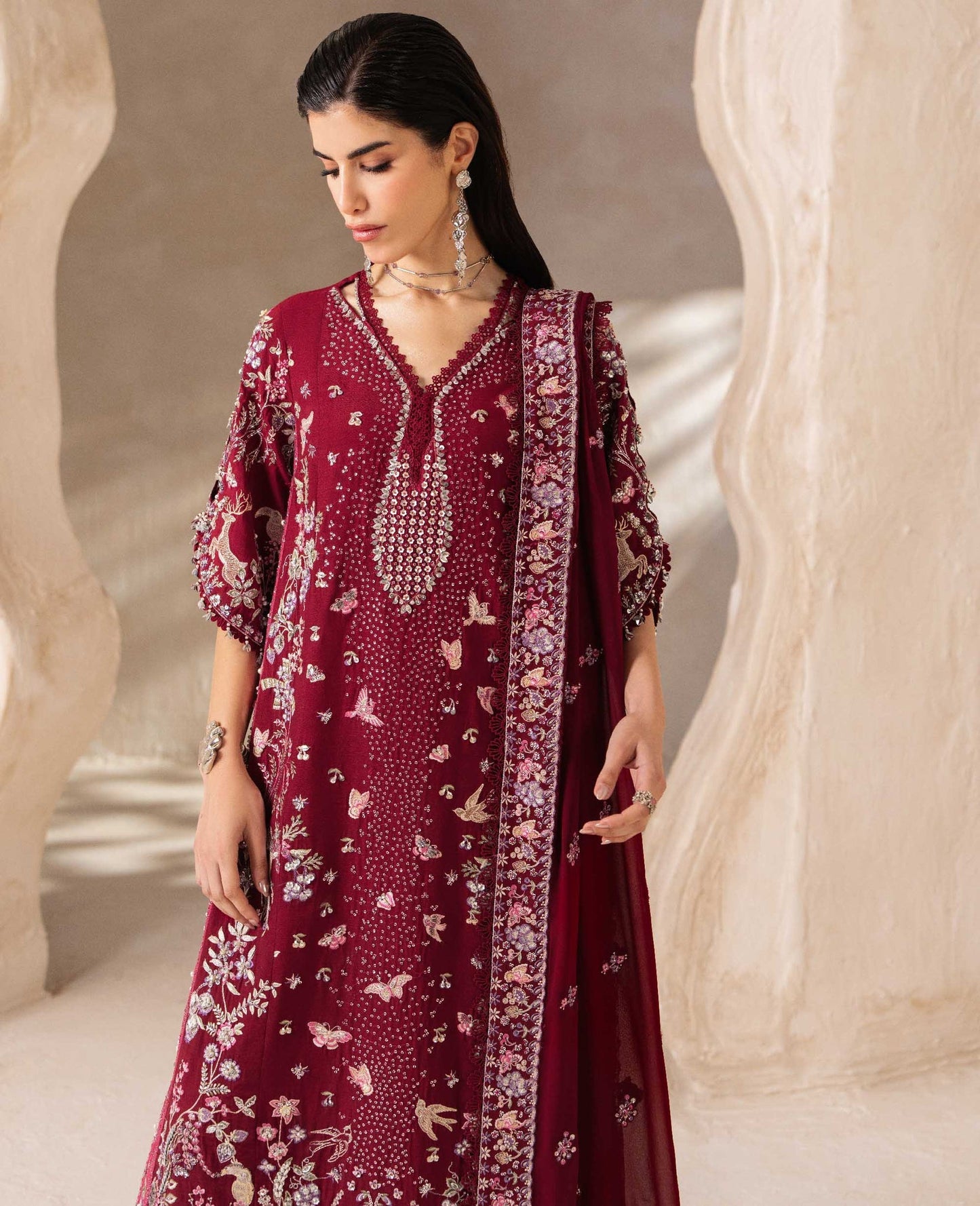 Republic Womenswear | Luxury Formal 26 | Crimson - Dress - available at Maria Faisal in UK and USA.