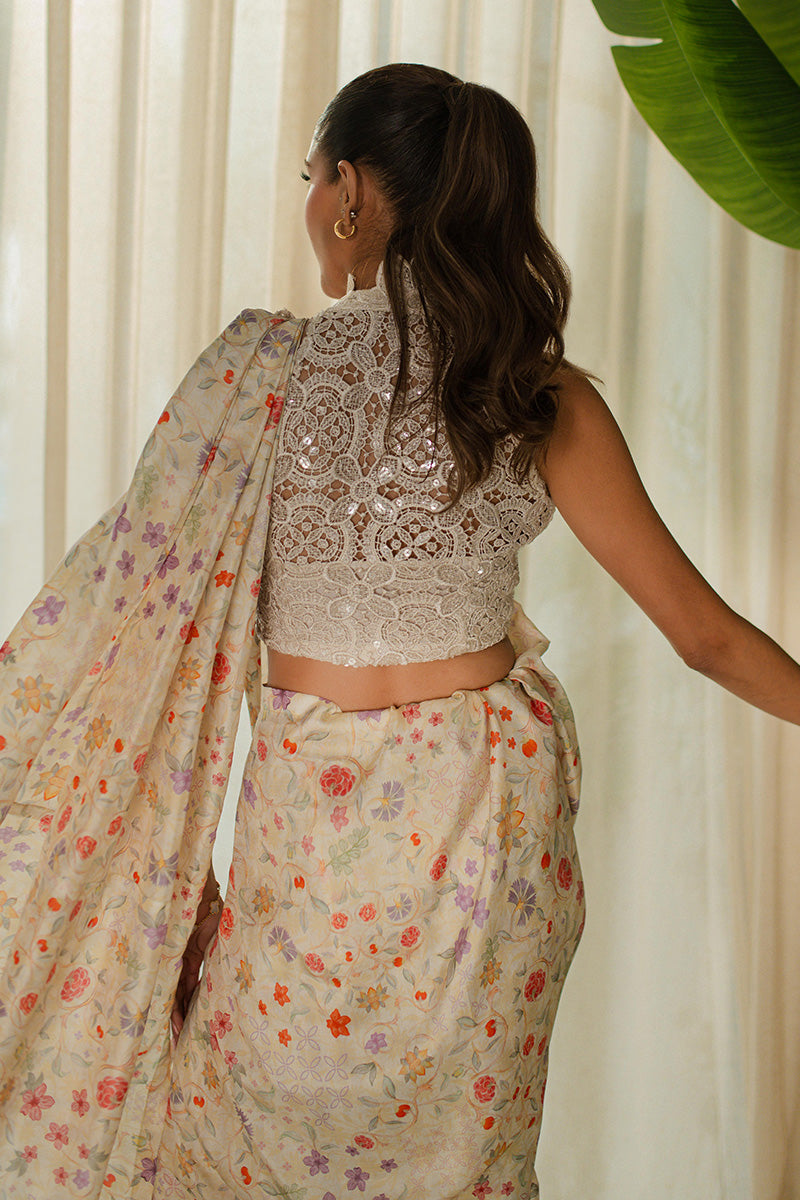 Mina Hasan | Signature Pret | Wrapped Goddess Stitched Saree - Luxury Dress - available at Maria Faisal in UK and USA.