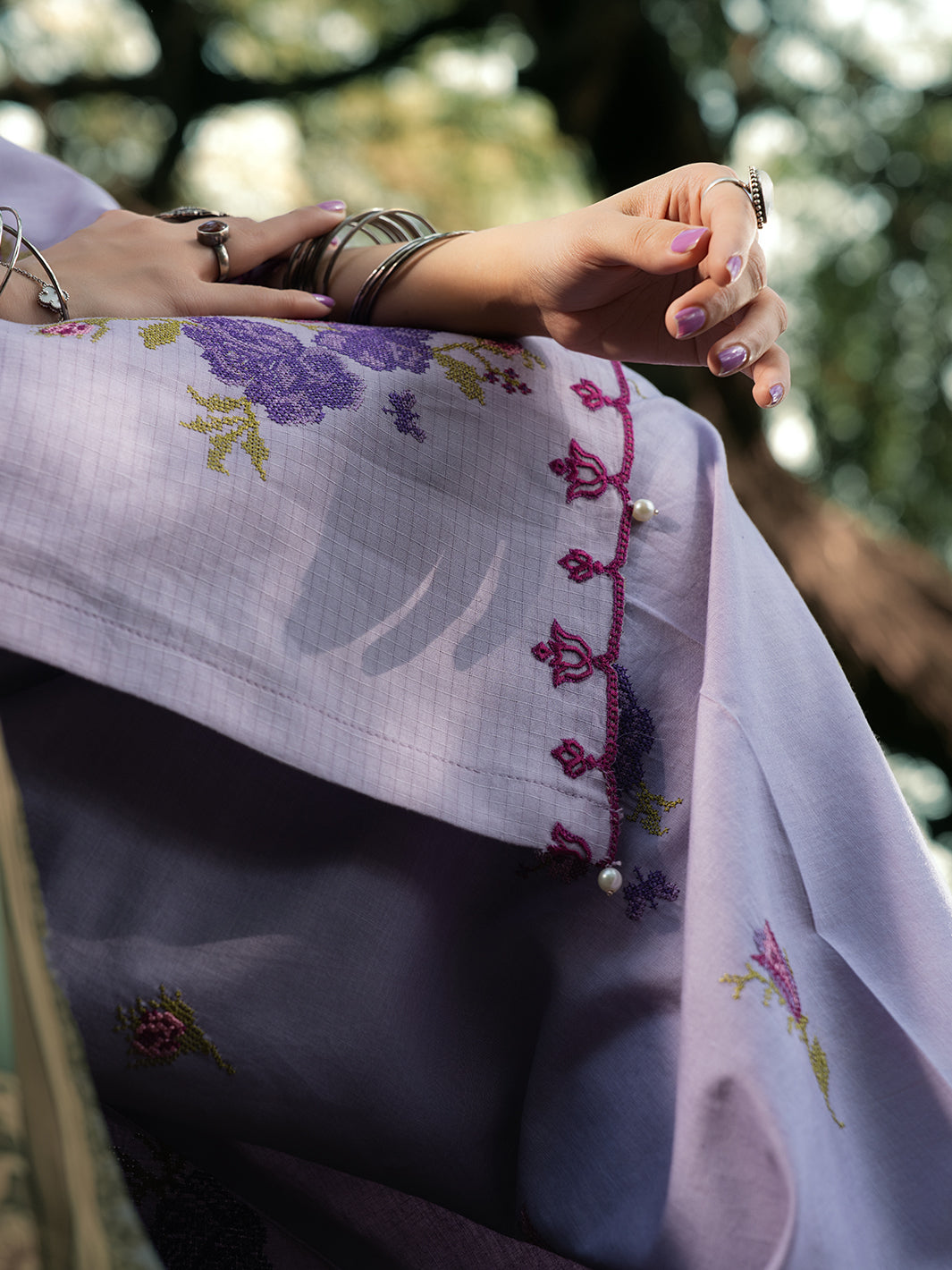 Hemstitch | The Garden Lawn | Lavender - Ladies Clothes - Maria Faisal