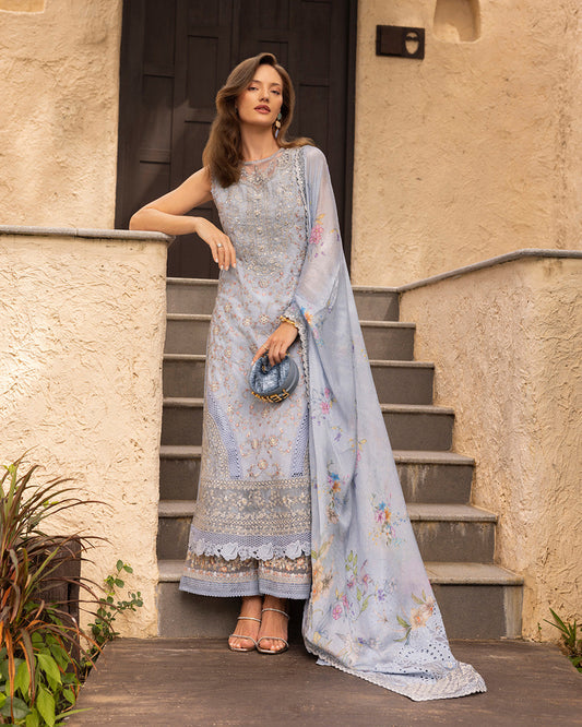 Faiza Saqlain | Zinnia Luxury Lawn | Liana - Luxury Dress - available at Maria Faisal in UK and USA.