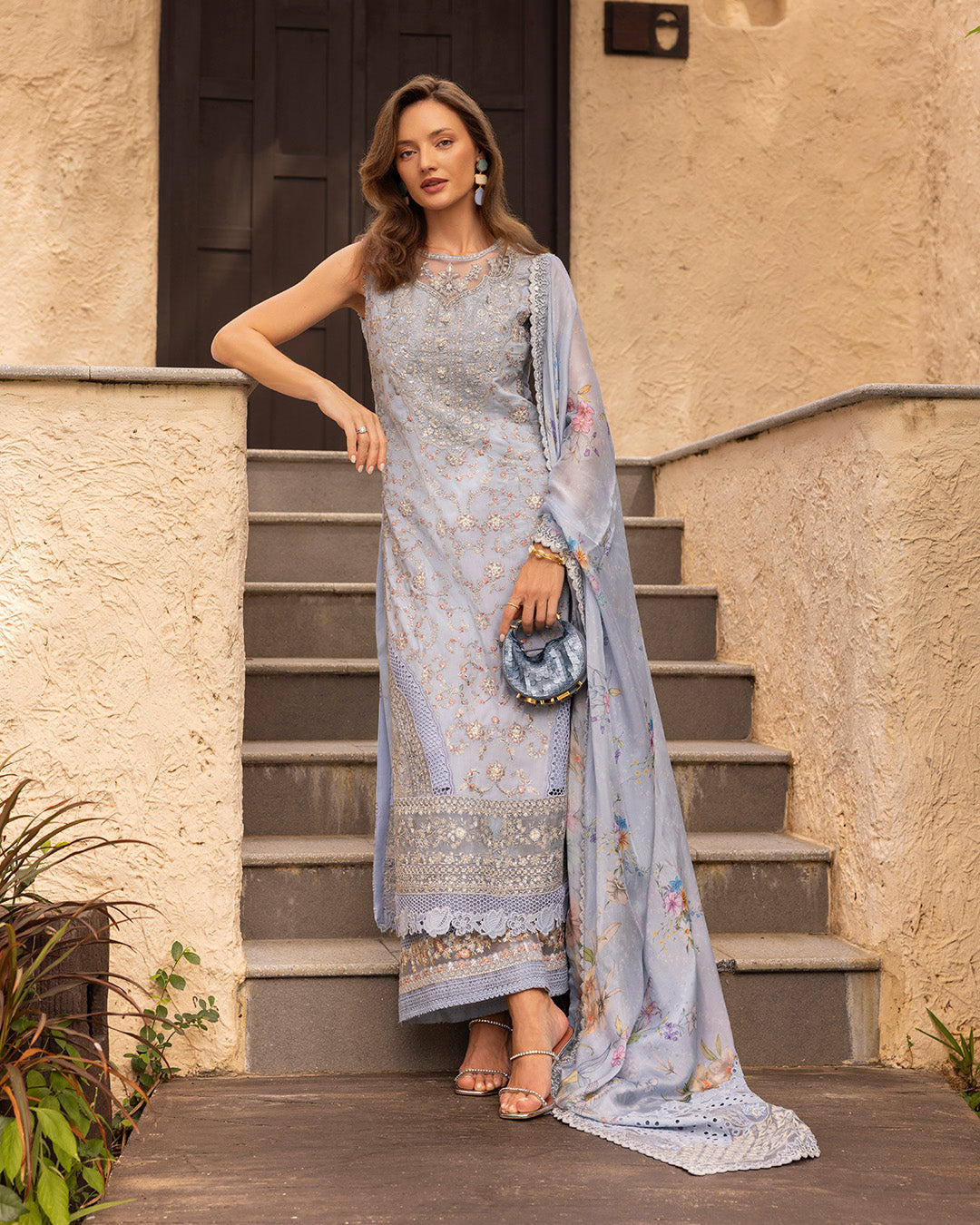 Faiza Saqlain | Zinnia Luxury Lawn | Liana - Luxury Dress - available at Maria Faisal in UK and USA.