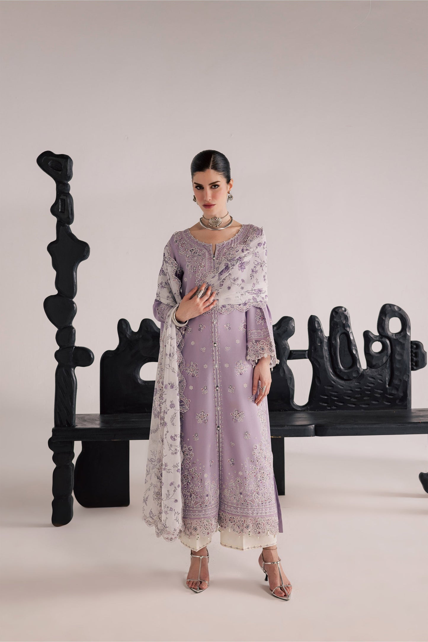 Batik | Festive Eid 26 | Lilac Elif - Luxury Dress - available at Maria Faisal in UK and USA.