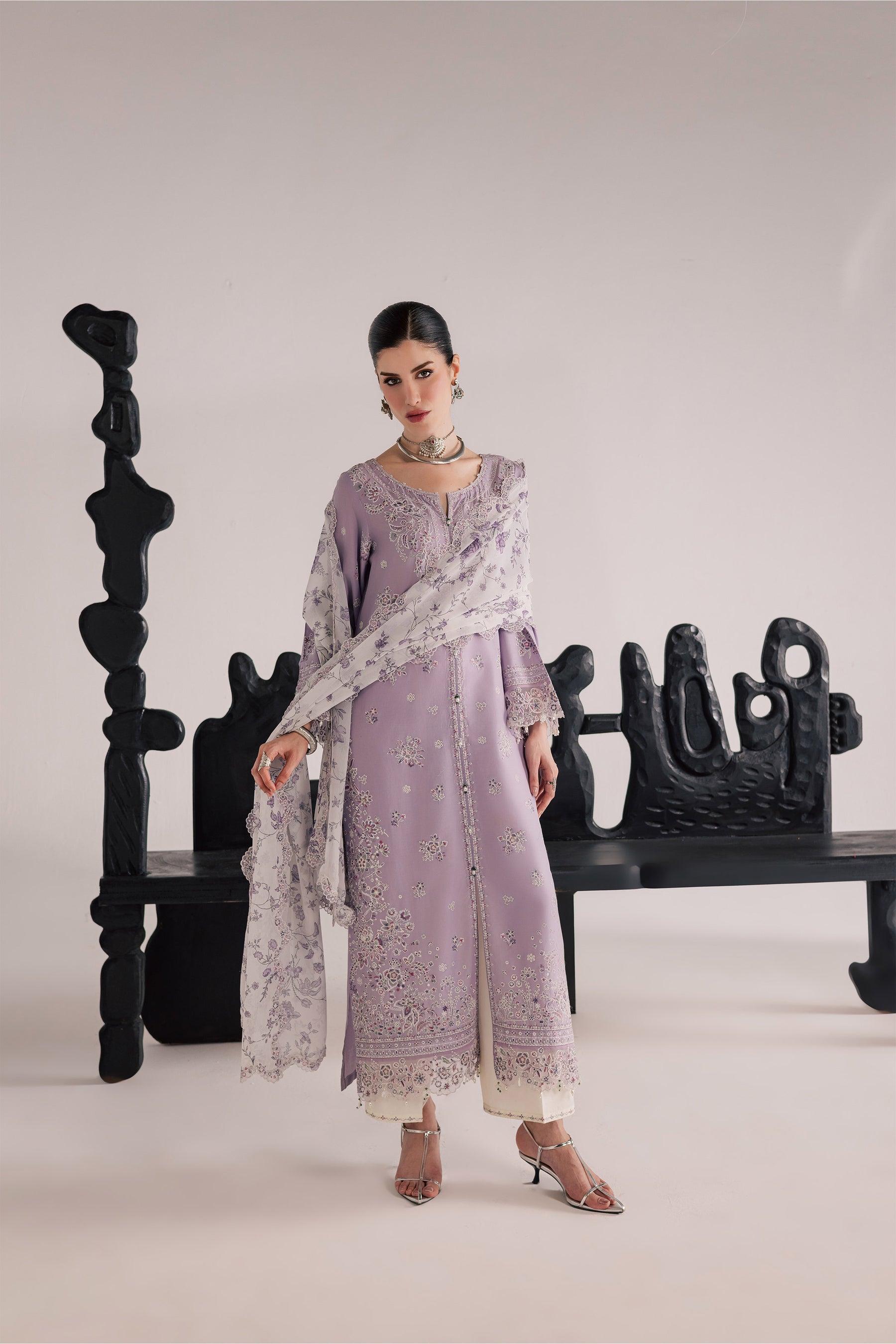 Batik | Festive Eid 26 | Lilac Elif - Luxury Dress - available at Maria Faisal in UK and USA.