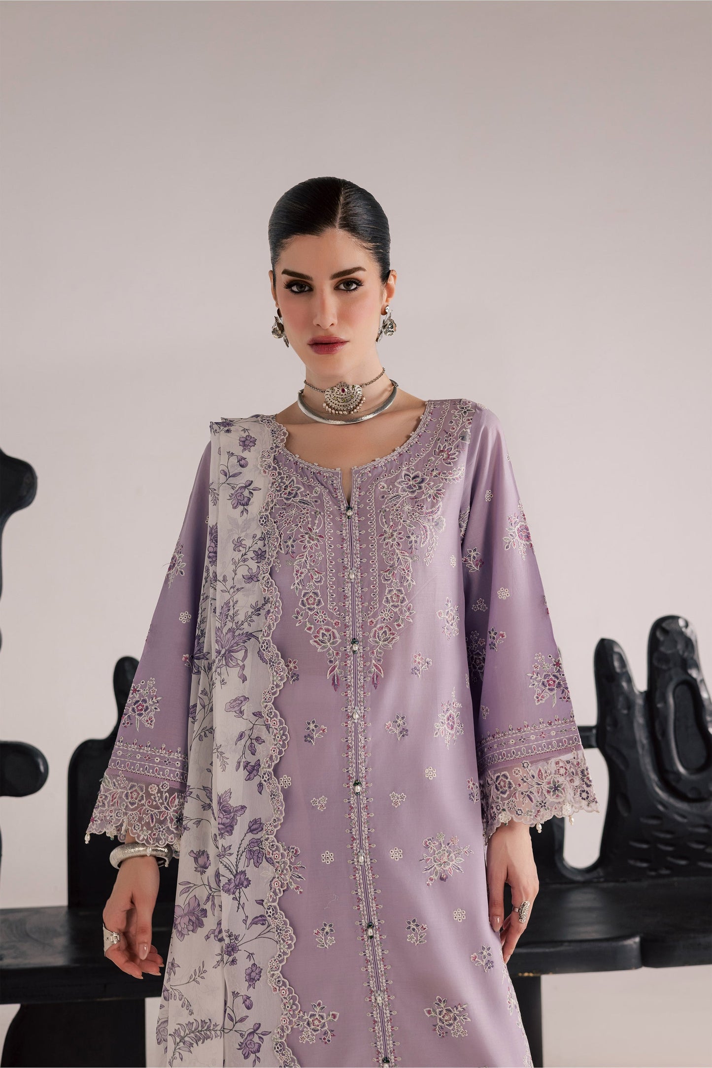 Batik | Festive Eid 26 | Lilac Elif - Luxury Dress - available at Maria Faisal in UK and USA.