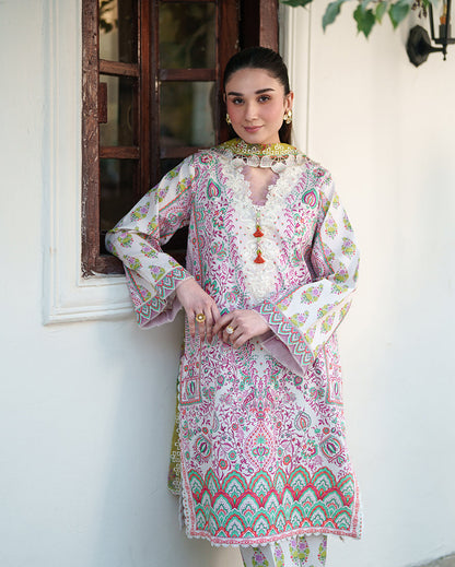 Roheenaz | Whispered Florals | Lily Drift - Casual Dress - available at Maria Faisal in UK and USA.