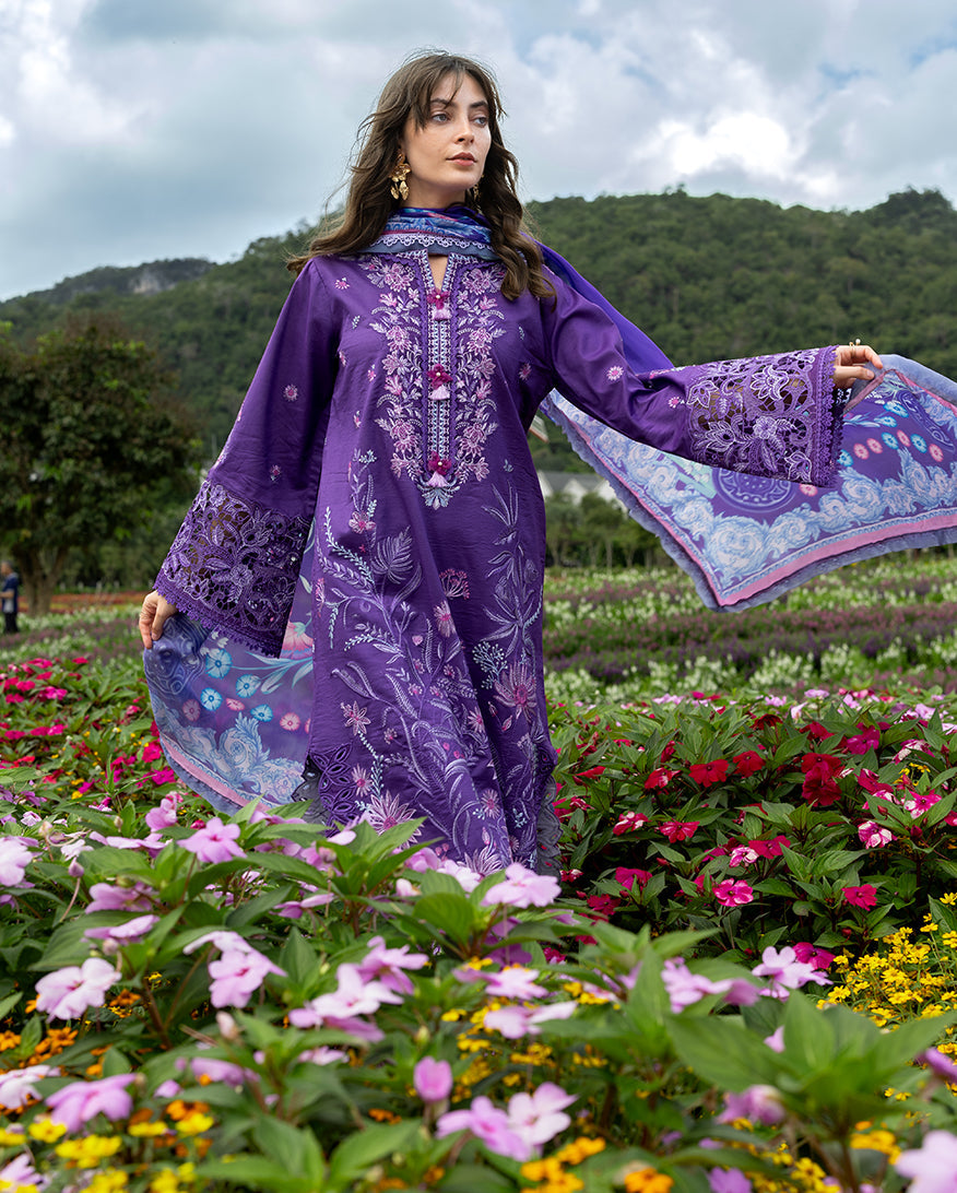 Mushq | The Secret Garden Lawn | Lily Veil - Luxury Dress - available at Maria Faisal in UK and USA.