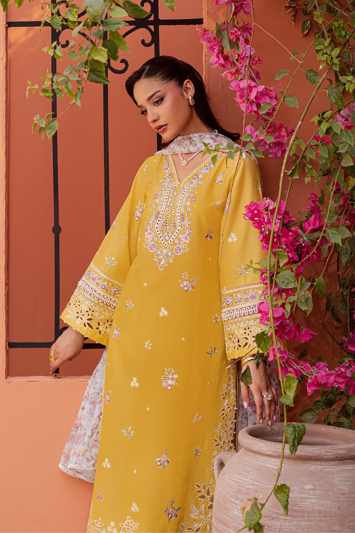 Batik | Festive Eid 26 | Lime Darla - Luxury Dress - available at Maria Faisal in UK and USA.