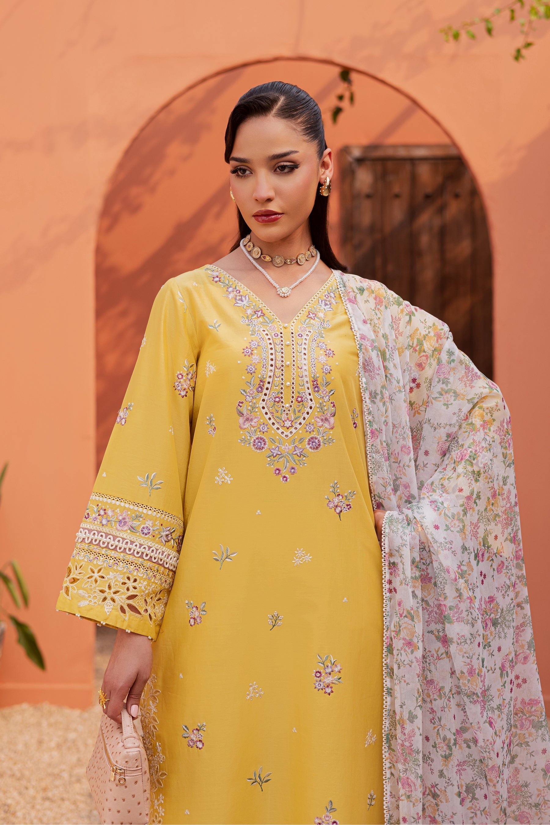 Batik | Festive Eid 26 | Lime Darla - Luxury Dress - available at Maria Faisal in UK and USA.
