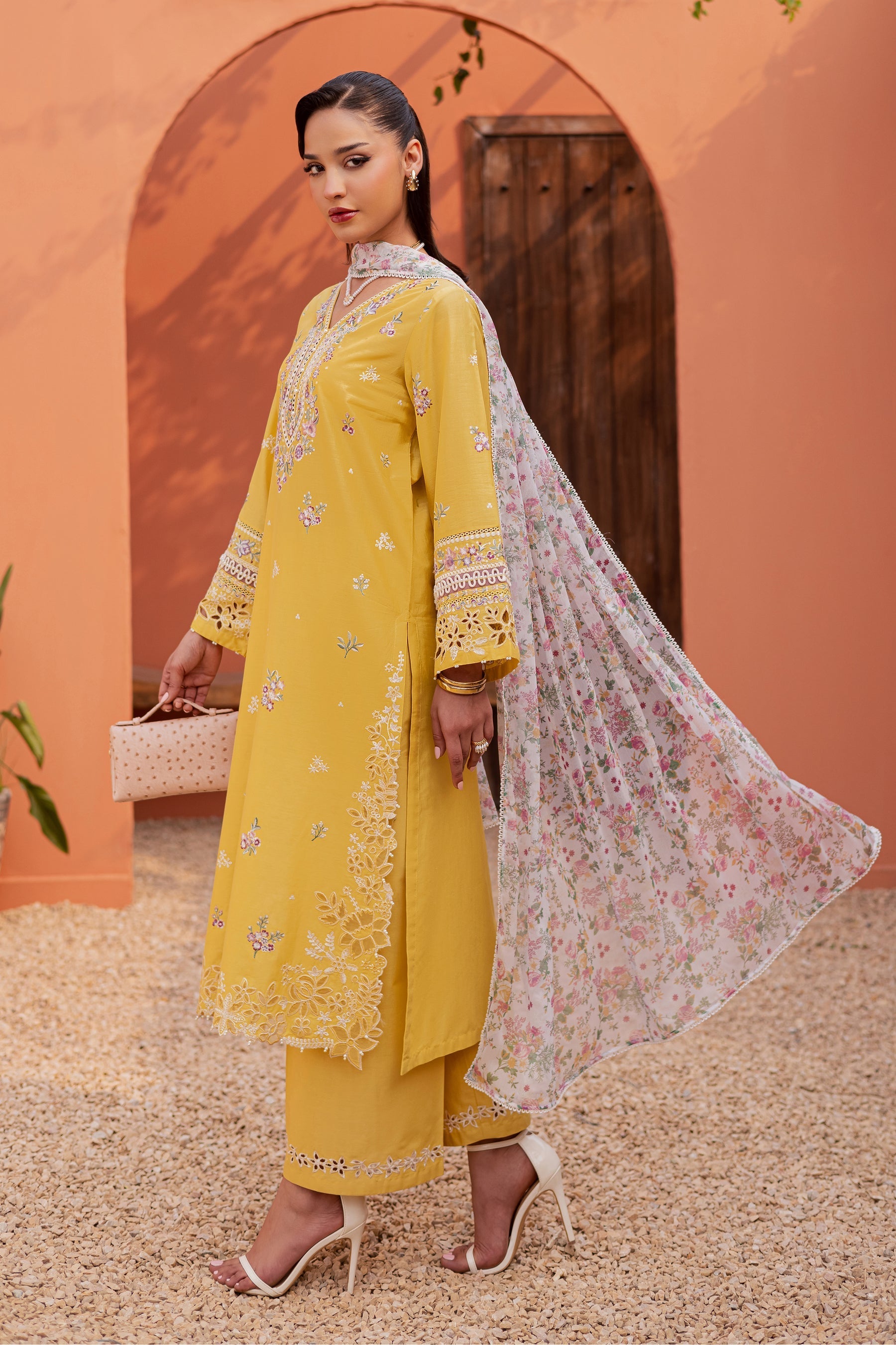 Batik | Festive Eid 26 | Lime Darla - Luxury Dress - available at Maria Faisal in UK and USA.