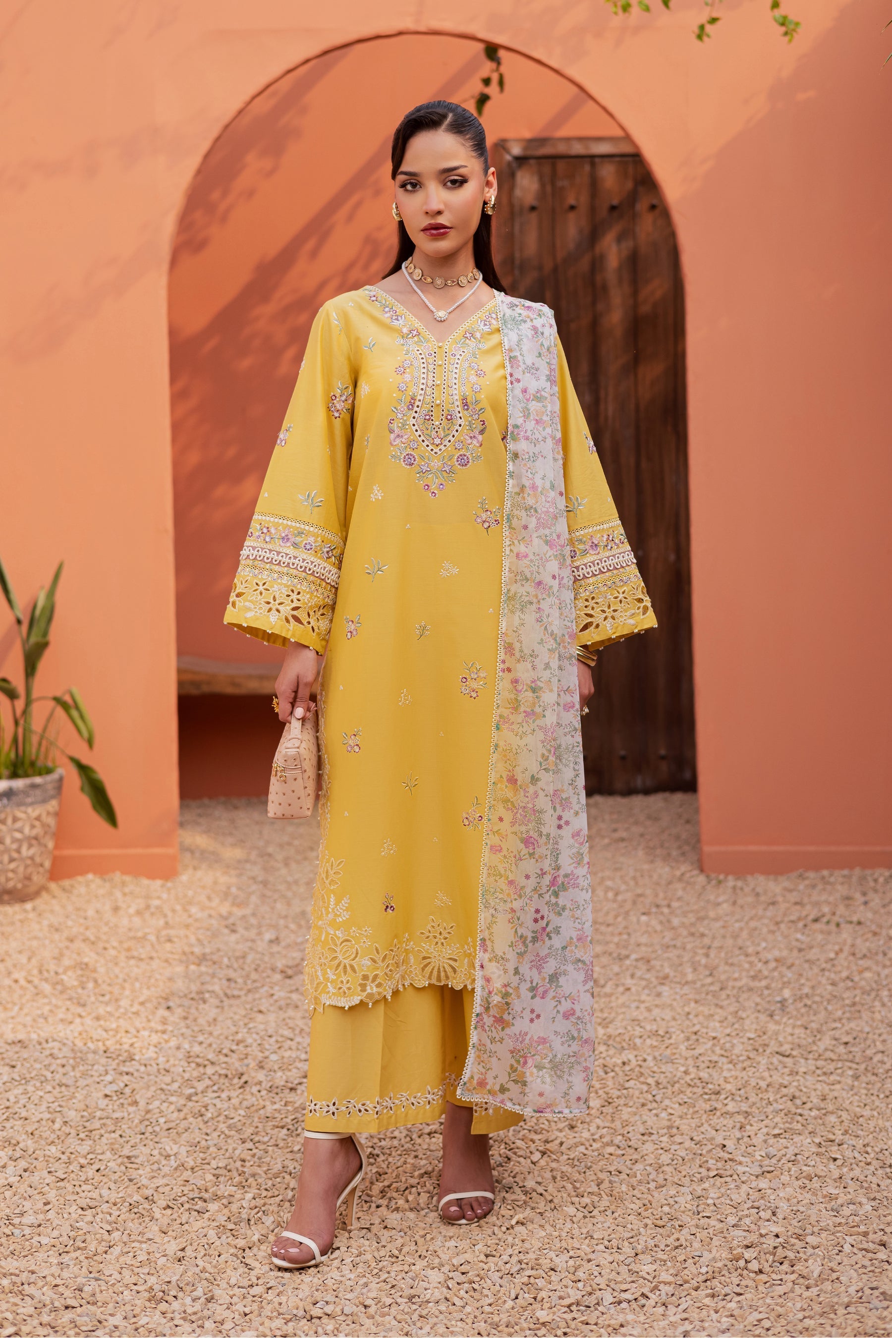 Batik | Festive Eid 26 | Lime Darla - Luxury Dress - available at Maria Faisal in UK and USA.