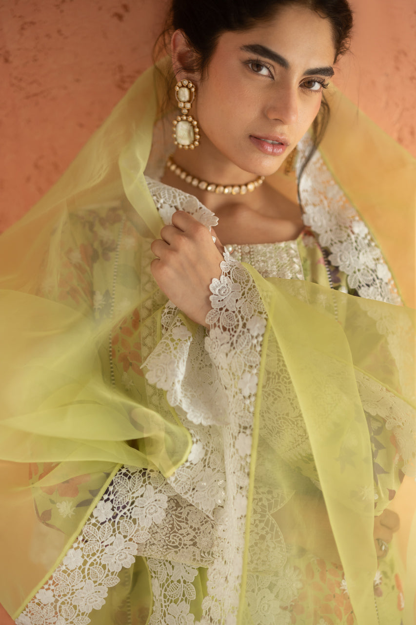 Zainab Chottani | Summer Edition 26 | Lime Frost - Formal Dress - available at Maria Faisal in UK and USA.
