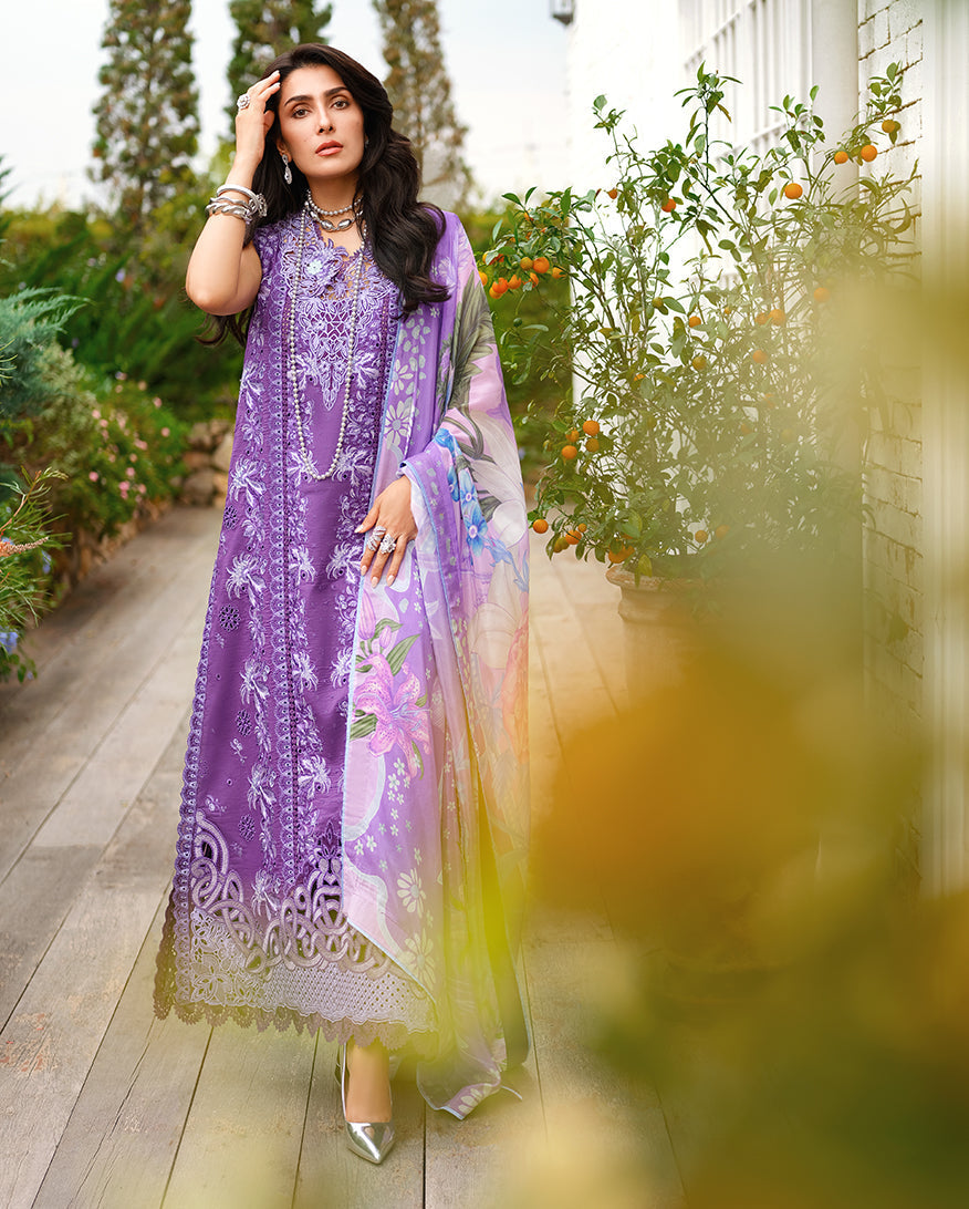 Mushq | Amoi Luxury Lawn | Lovers Lane - Luxury Dress - available at Maria Faisal in UK and USA.