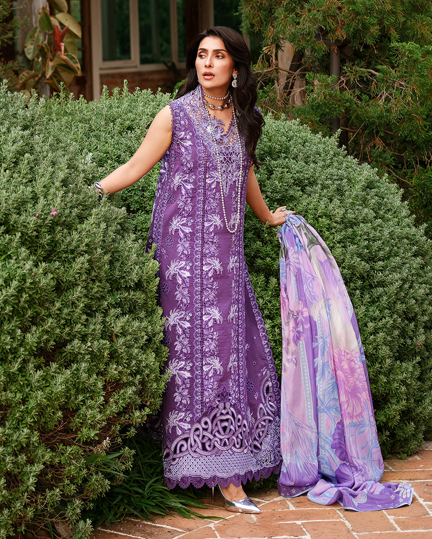 Mushq | Amoi Luxury Lawn | Lovers Lane - Luxury Dress - available at Maria Faisal in UK and USA.