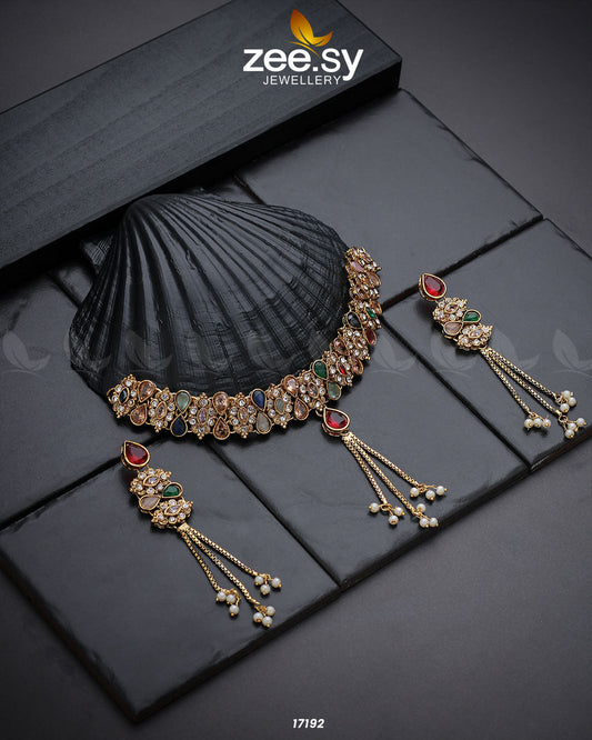 Lustrous Gemstones Necklace - Necklace Sets 