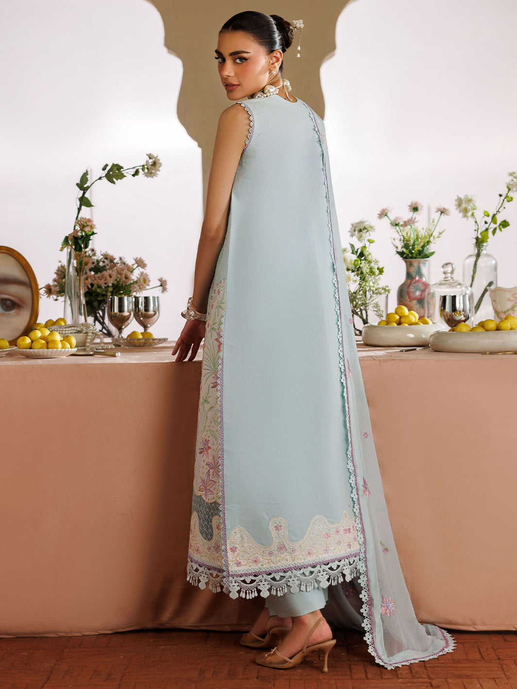 Mahnur | Morbagh Luxury Lawn 26 | M-01 - Luxury Dress - available at Maria Faisal in UK and USA.