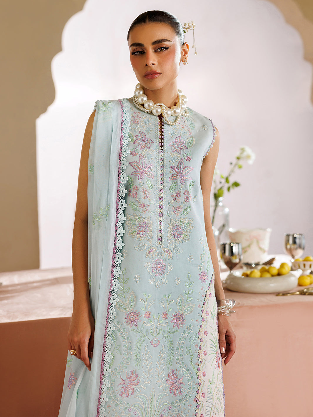 Mahnur | Morbagh Luxury Lawn 26 | M-01 - Luxury Dress - available at Maria Faisal in UK and USA.