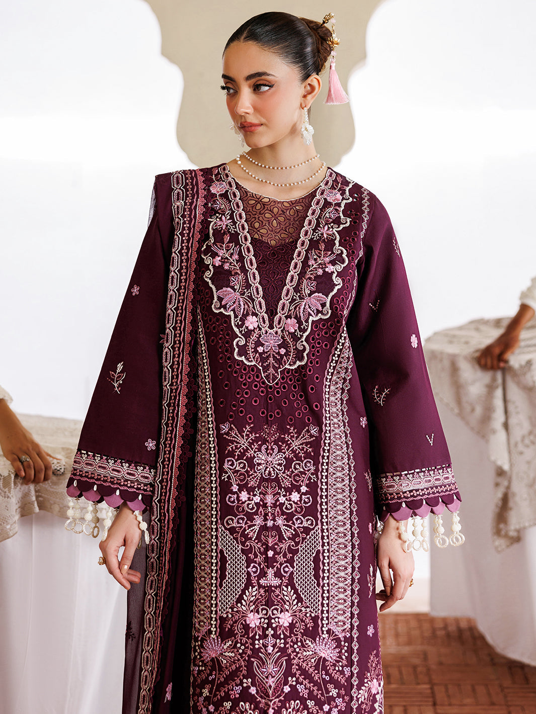 Mahnur | Morbagh Luxury Lawn 26 | M-02 - Luxury Dress - available at Maria Faisal in UK and USA.