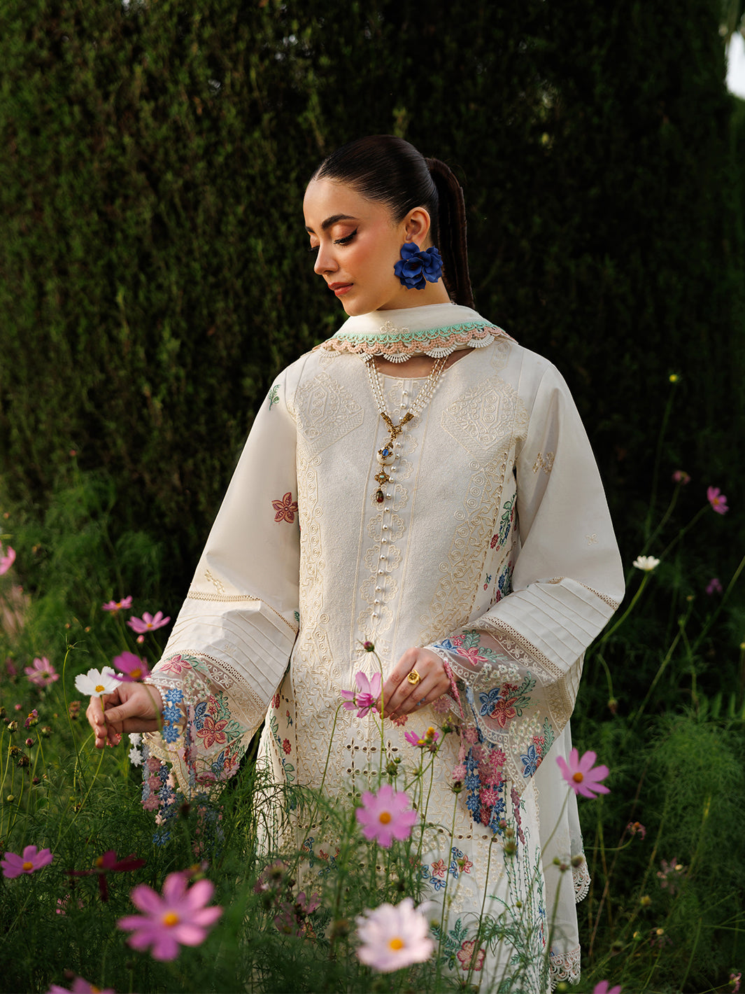 Mahnur | Morbagh Luxury Lawn 26 | M-03 - Luxury Dress - available at Maria Faisal in UK and USA.