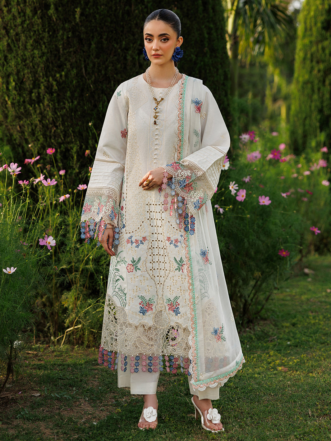Mahnur | Morbagh Luxury Lawn 26 | M-03 - Luxury Dress - available at Maria Faisal in UK and USA.