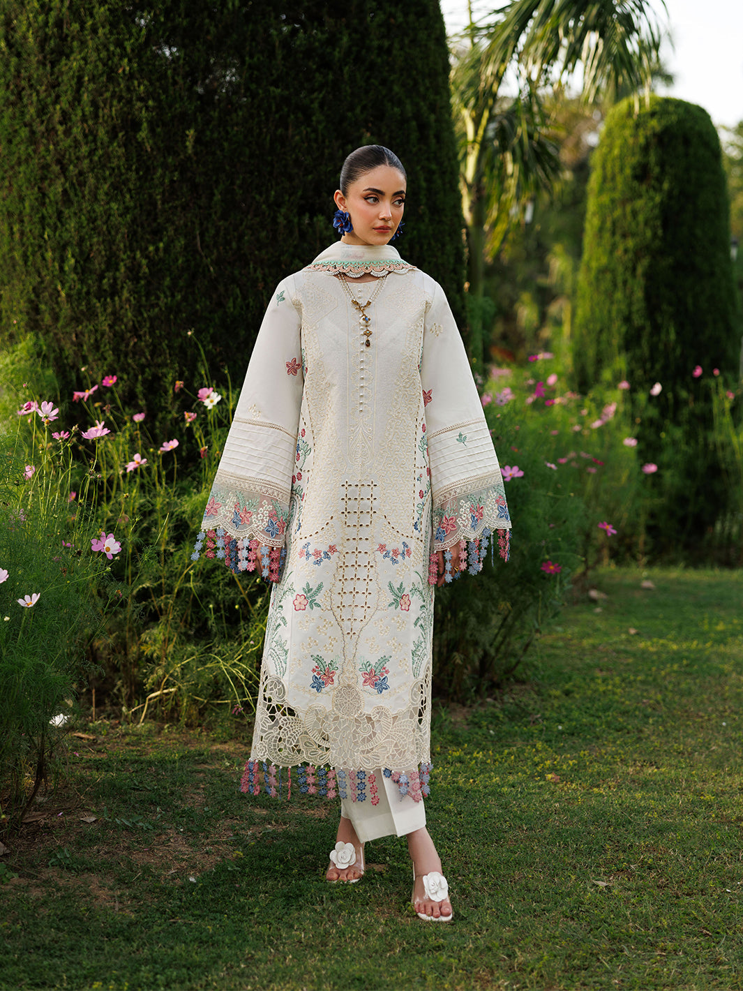 Mahnur | Morbagh Luxury Lawn 26 | M-03 - Luxury Dress - available at Maria Faisal in UK and USA.