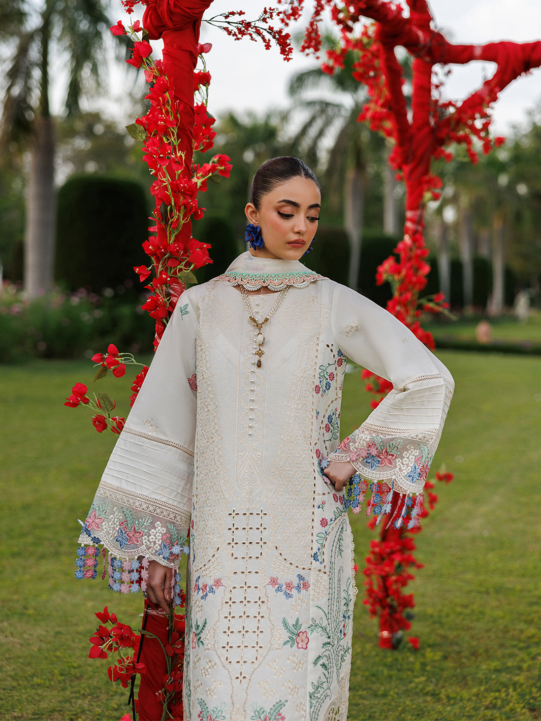 Mahnur | Morbagh Luxury Lawn 26 | M-03 - Luxury Dress - available at Maria Faisal in UK and USA.