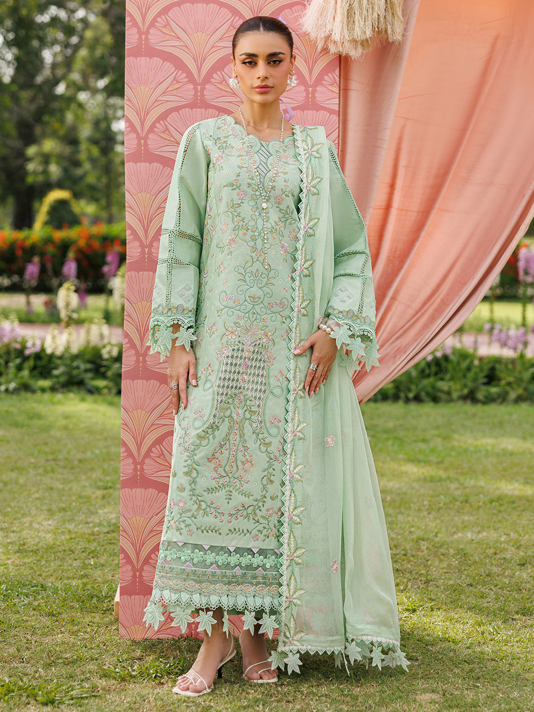 Mahnur | Morbagh Luxury Lawn 26 | M-06 - Luxury Dress - available at Maria Faisal in UK and USA.
