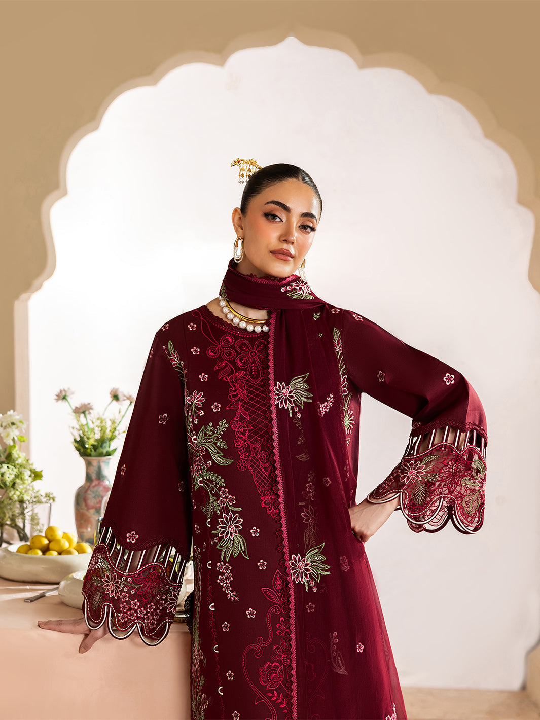 Mahnur | Morbagh Luxury Lawn 26 | M-10 - Luxury Dress - available at Maria Faisal in UK and USA.