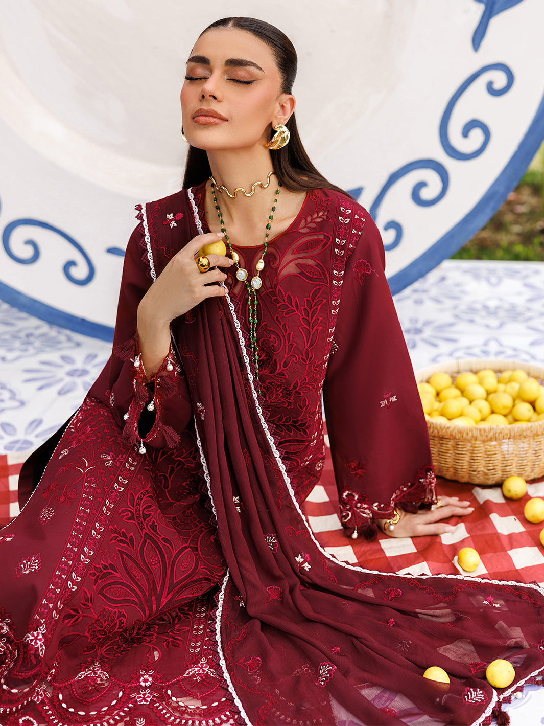 Mahnur | Morbagh Luxury Lawn 26 | M-13 - Luxury Dress - available at Maria Faisal in UK and USA.