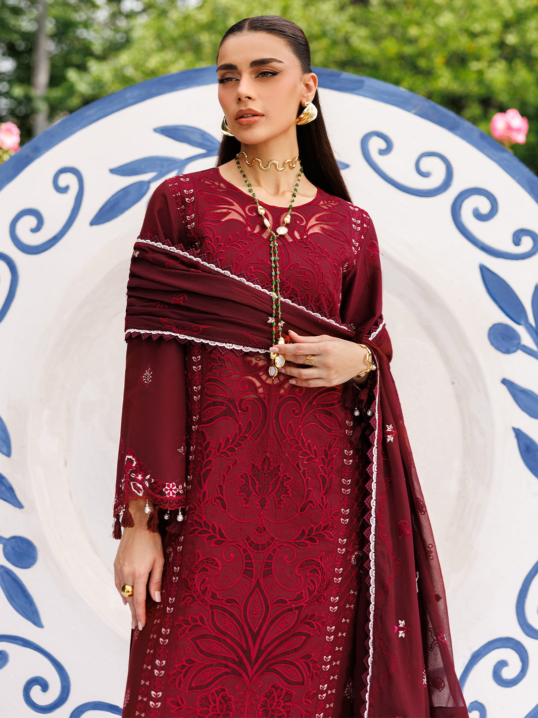 Mahnur | Morbagh Luxury Lawn 26 | M-13 - Luxury Dress - available at Maria Faisal in UK and USA.