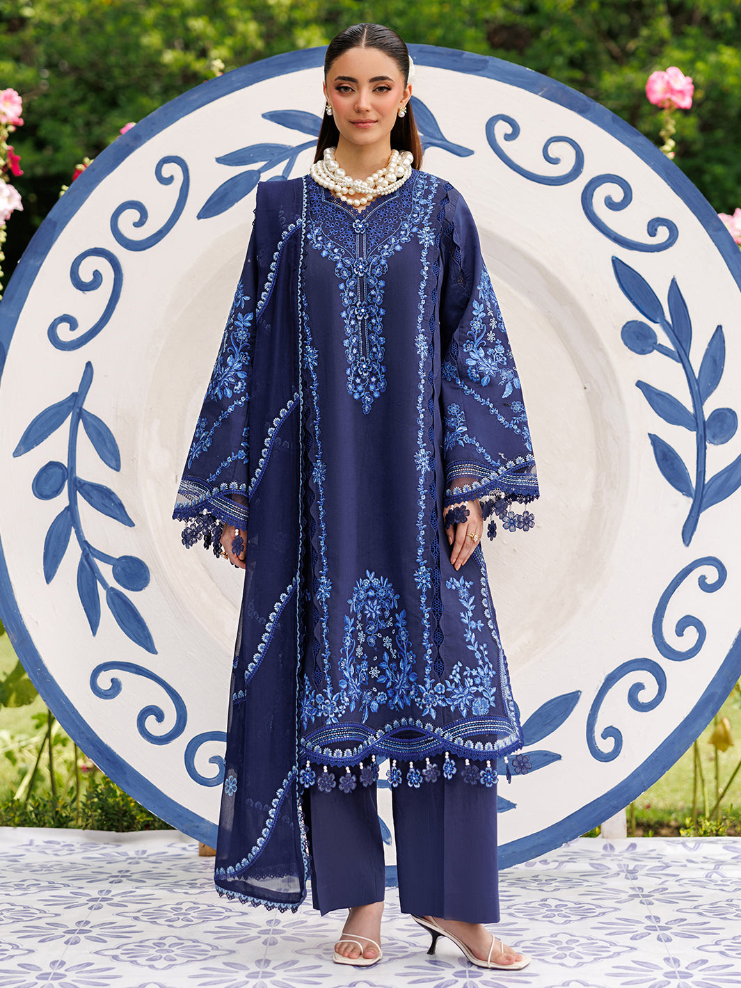 Mahnur | Morbagh Luxury Lawn 26 | M-14 - Luxury Dress - available at Maria Faisal in UK and USA.