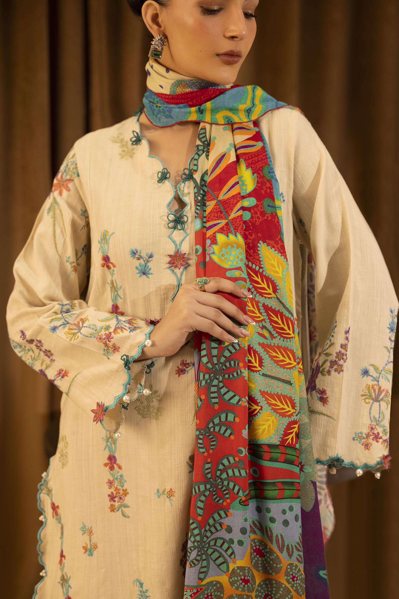Sana Safinaz | Muzlin Winter 25 | M253-008B - Casual Dress - available at Maria Faisal in UK and USA.