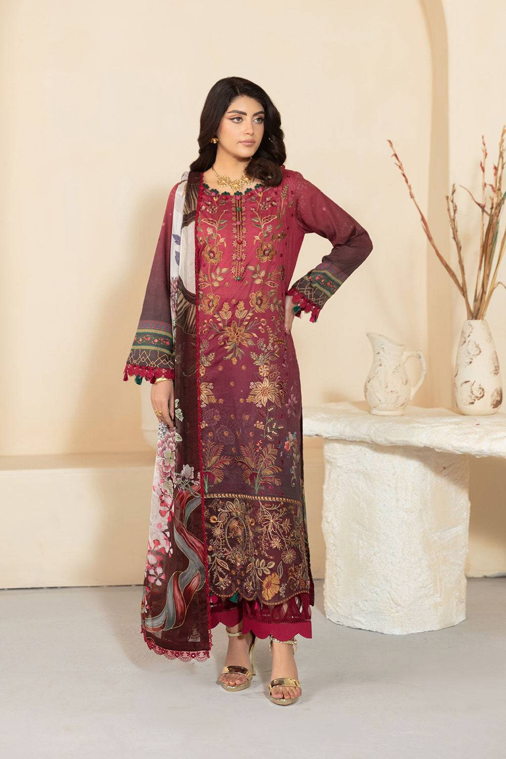 Ramsha | Mashaal Luxury Lawn | L-1303 by Maria Faisal - Registered Vendor of : Ramsha - type : Ladies Clothes - 100% original wedding dresses